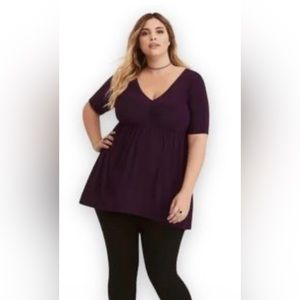 Torrid Cinch Front Babydoll top Purple Plum size 3